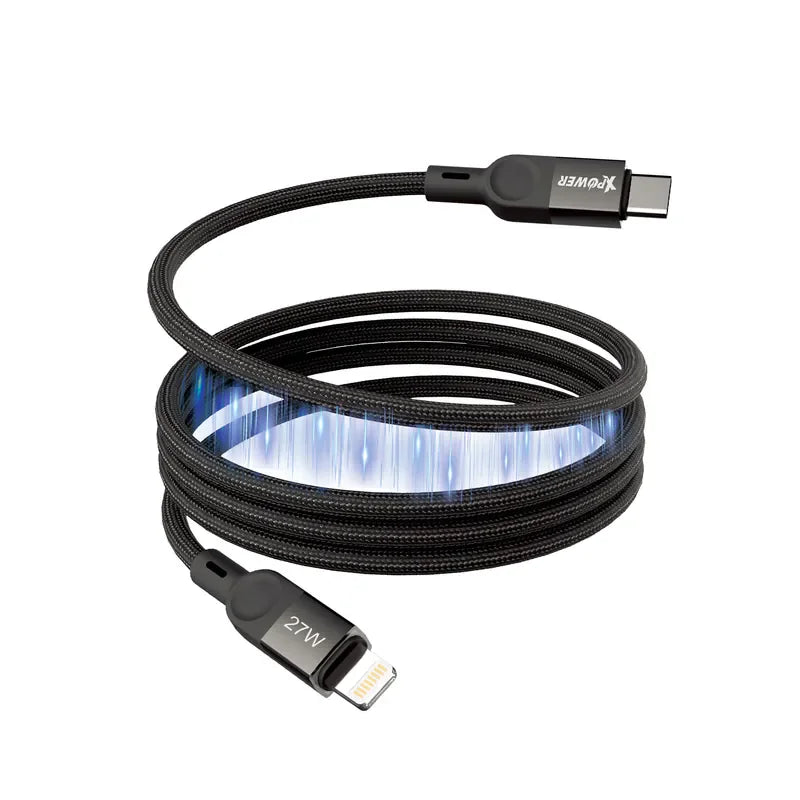 Xpower 27W Type-C To Lightning Magnetic 1m Cable - Black - Tashqila Xpower 27W Type-C To Lightning Magnetic 1m Cable - Black - Tashqila